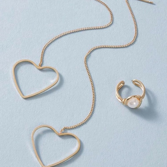 🆕3/$30 Heart Drop Earrings w/ear cuff - Picture 2 of 3